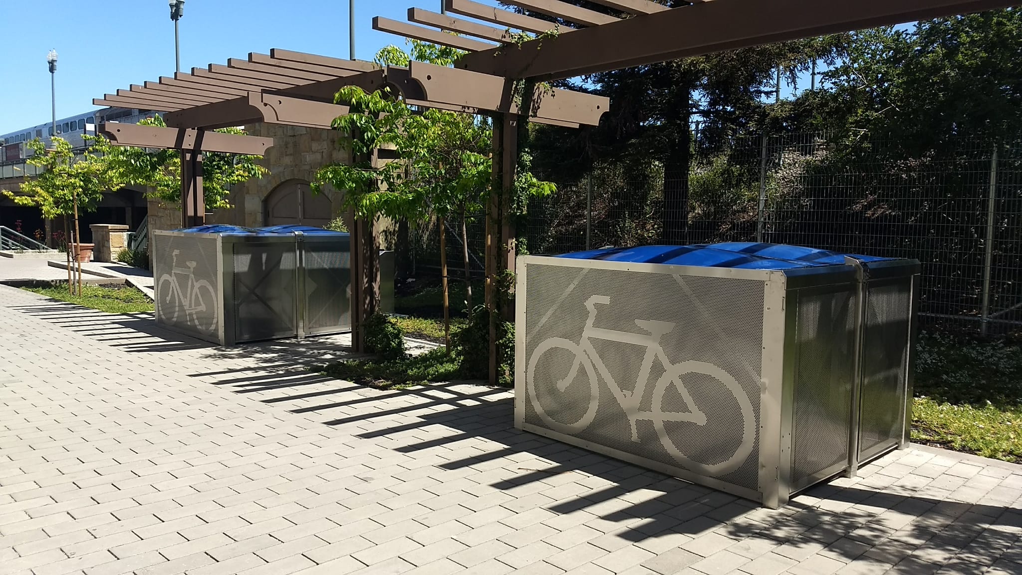 Bike lockers at Caltrain Station