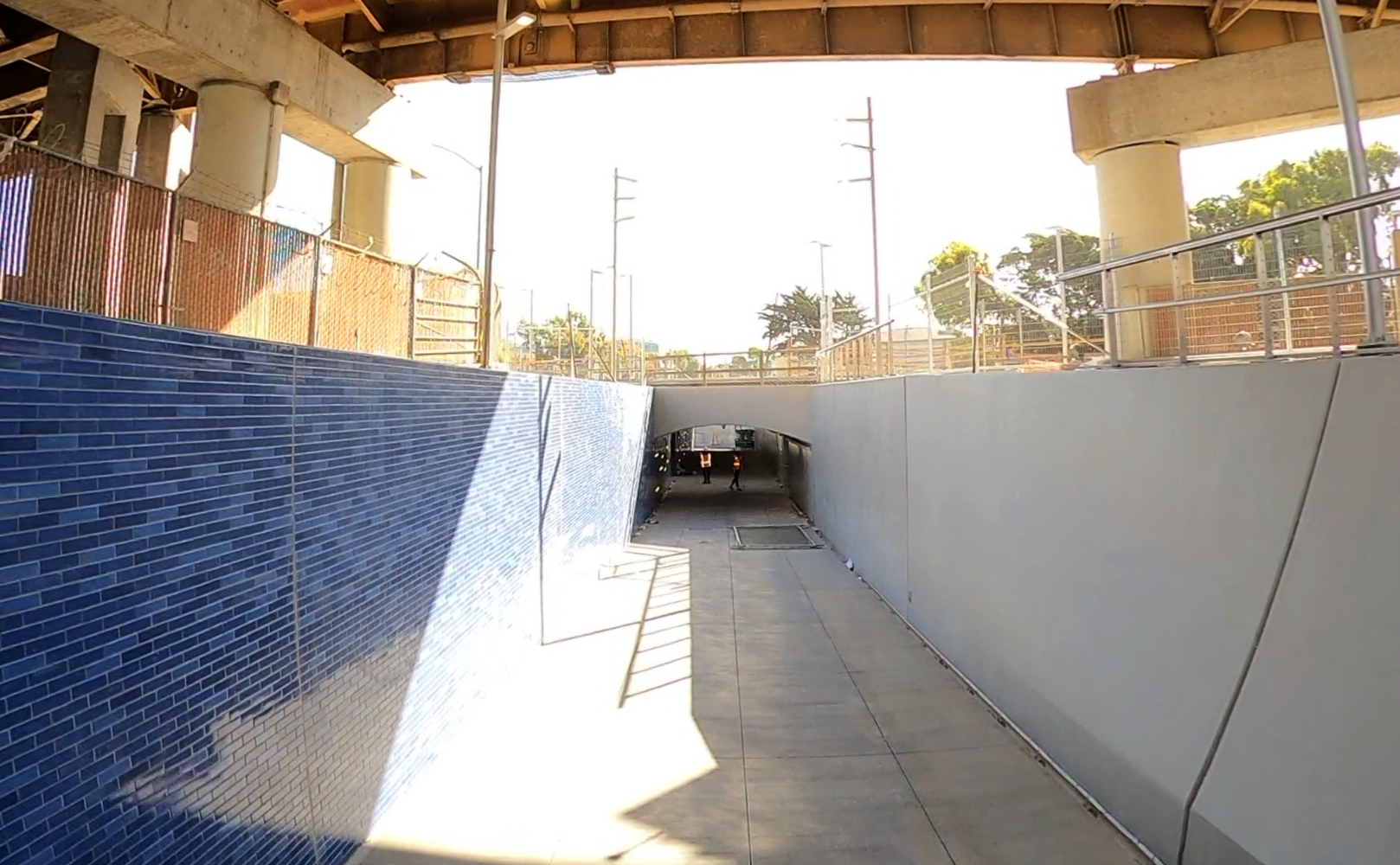 SSF Station construction photo of pedestrian underpass entrance.