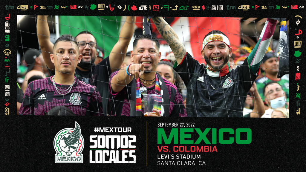 Promotional graphic for Mexico vs. Colombia