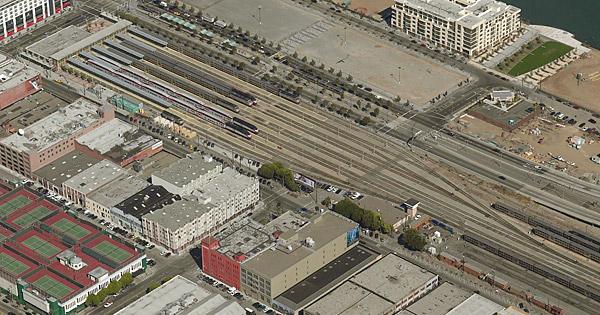 Overhead picture of the San Francisco Railyard