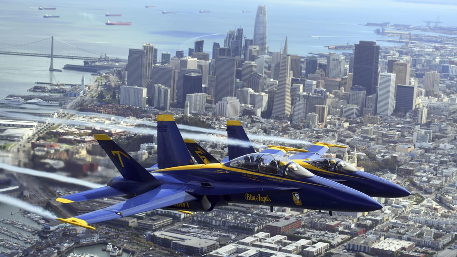 Blue Angels flying over San Francisco