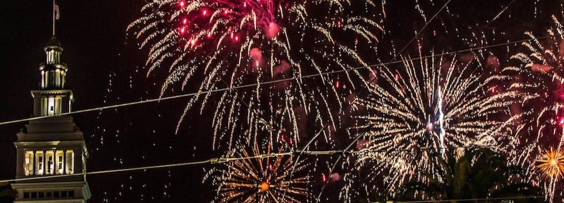 Fireworks over the Ferry building