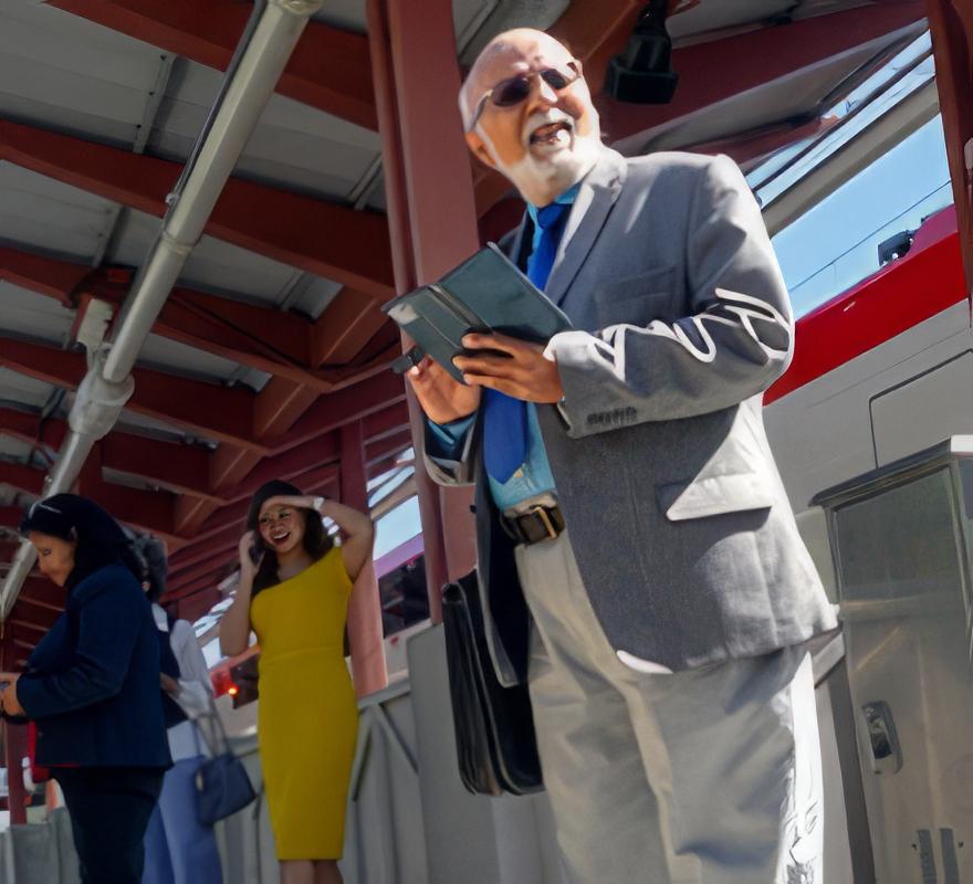 Crowd gathering at train platform