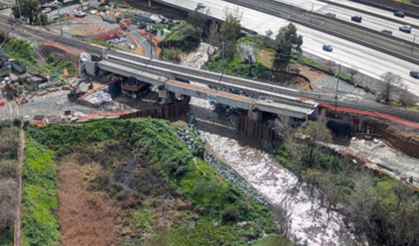 overhead view of Guadalupe River and Bridge