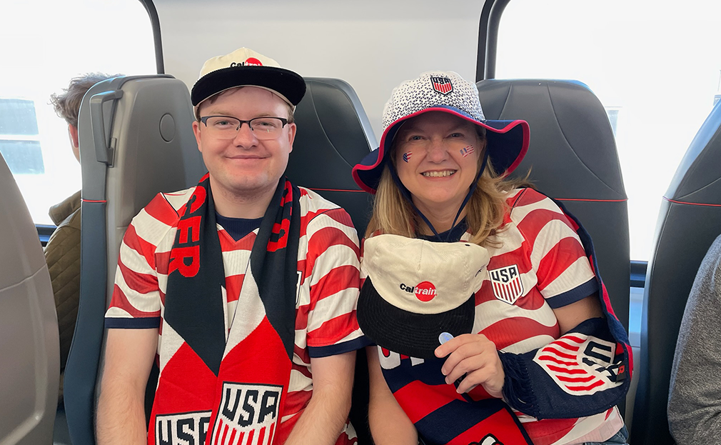 Team USA Fans ride Caltrain