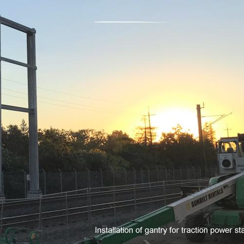 Installation of gantry for traction power station