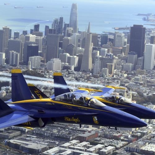 Blue Angels flying over San Francisco