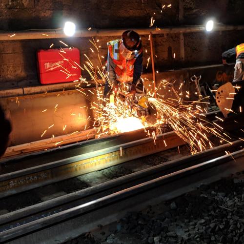 Track Construction at night