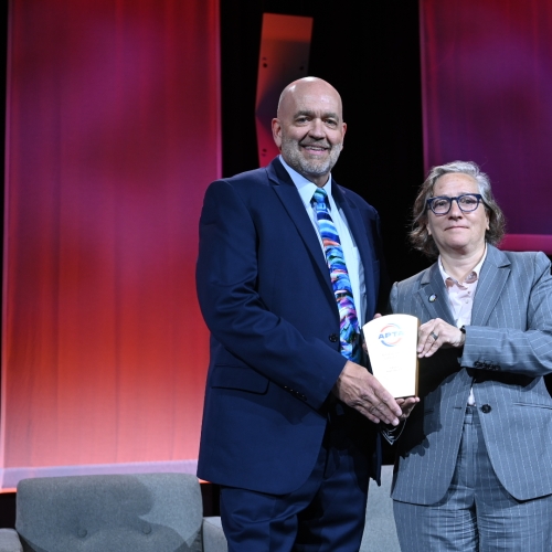 Michelle Bouchard and Mike Meader receive Caltrain APTA Award