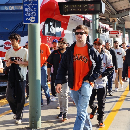 Caltrain riders depart at San Francisco Station