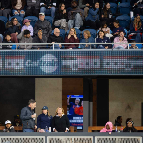 BayFC displaying digital Caltrain banner