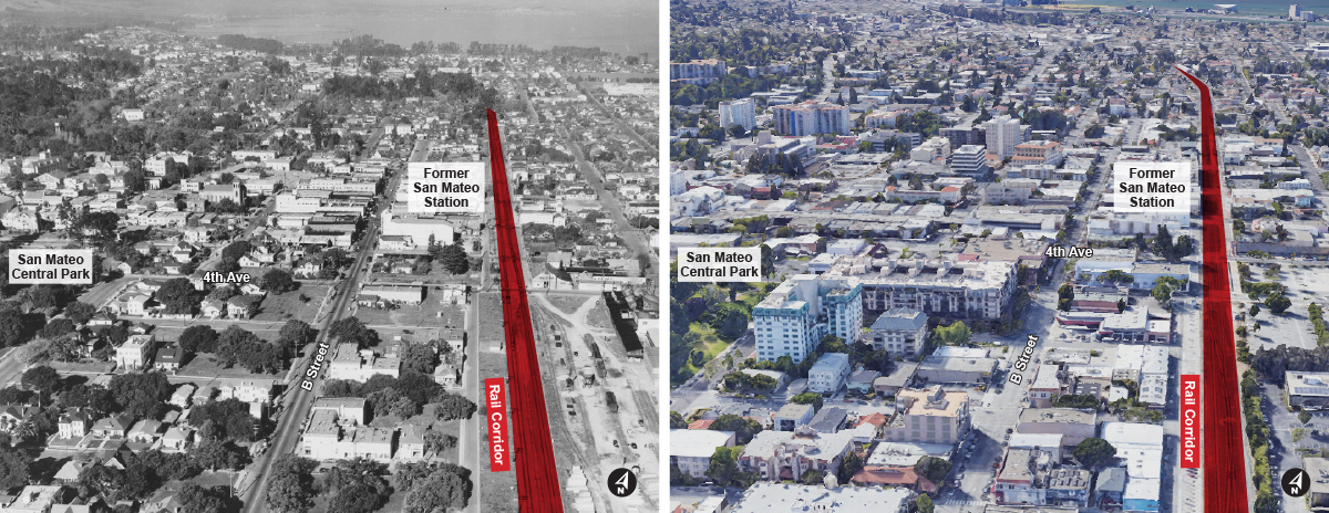 San Mateo Before and After Aerial of City