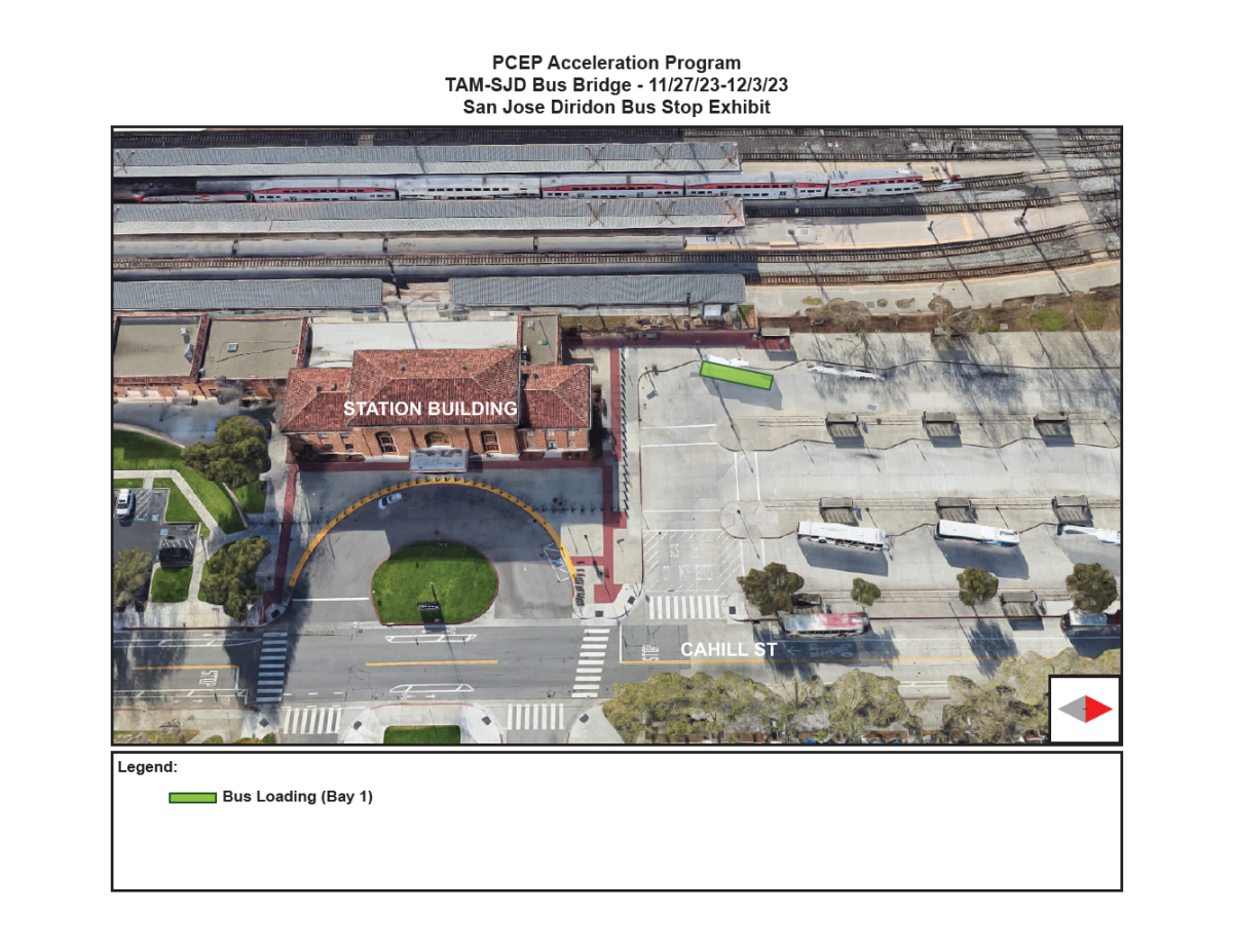 Bus Bridge Diridon Bus Stop 11/27/23-12/3/23