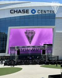 Golden State Valkyries logo in front of Chase Center