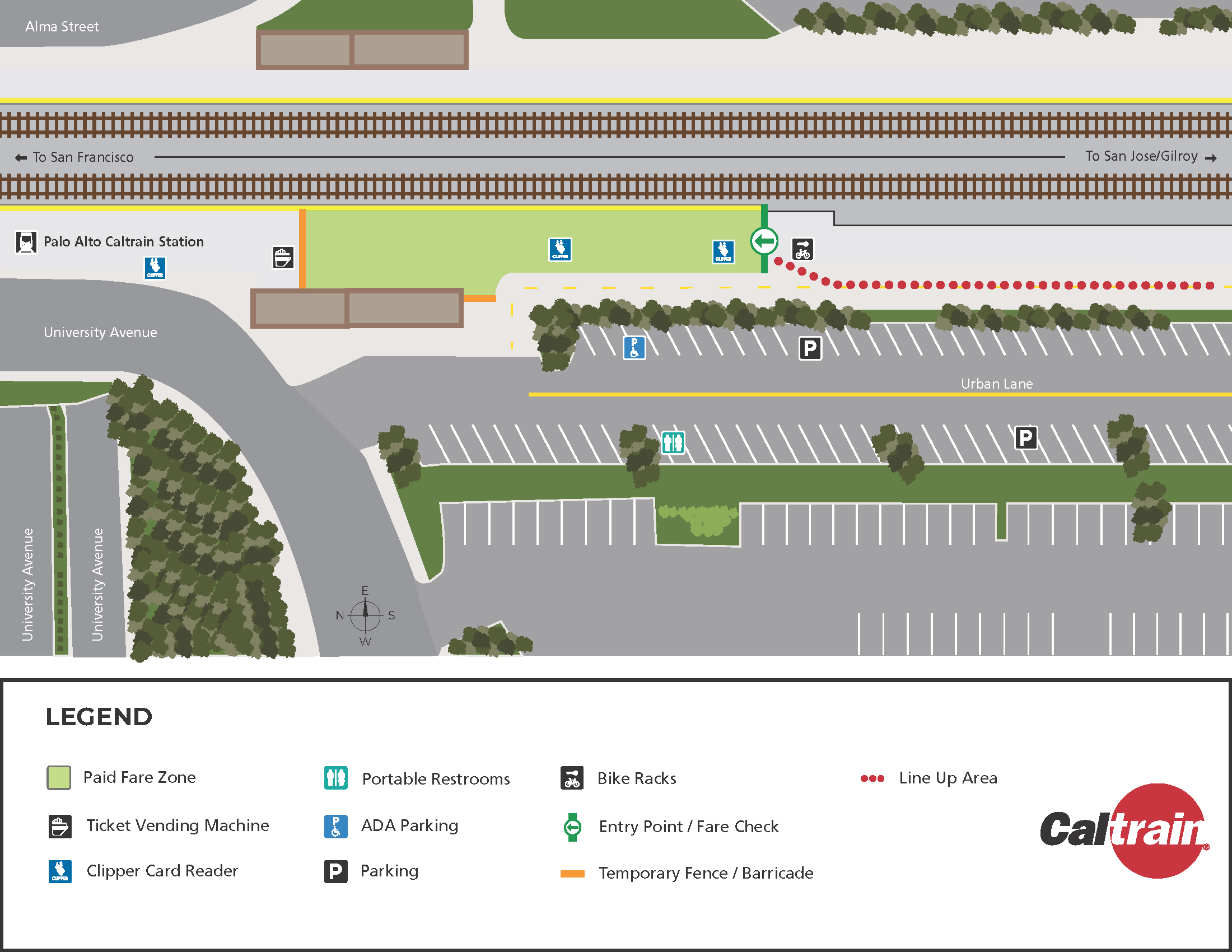 Palo Alto Station map